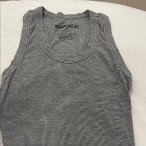 Katie J NYC Gray Ribbed Sleeveless Tank Top